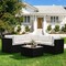 6 Pieces Patio Rattan Furniture Set Sectional Cushioned Sofa Deck